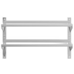 vidaXL Étagère murale à 2 niveaux 100x30x60cm argenté acier inoxydable