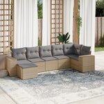 vidaXL Salon de jardin avec coussins 7 Pièces beige résine tressée