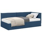 vidaXL Cadre de lit d'angle avec matelas 2 Pièces Bleu Velours
