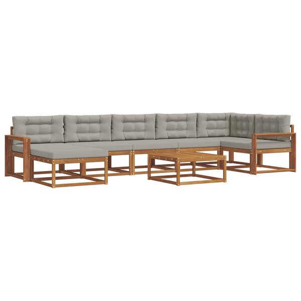 vidaXL Ensemble de canapés d'extérieur 8 Pièces Gris Naturel et Clair