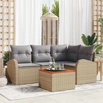 vidaXL Ensemble de canapé de jardin 5 Pièces Beige Poly rotin