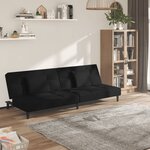 vidaXL Canapé-lit à 2 places avec deux oreillers Noir Velours