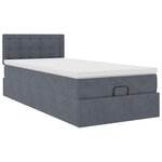 vidaXL Cadre de lit ottoman et matelas gris foncé 90x200 cm velours