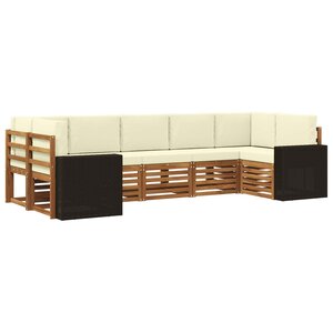 vidaXL Ensemble de canapés d'extérieur 7 pc Naturel et Crème Polyester