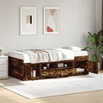 vidaXL Lit de jour avec tiroirs sans matelas chêne fumé 90x190 cm