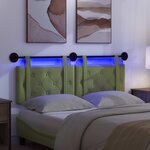 vidaXL Tête de lit suspendue Avec lumière LED Vert clair Velours