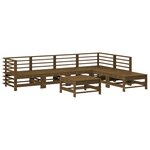 vidaXL Salon de jardin 7 Pièces Marron miel Bois de pin massif