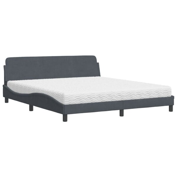 vidaXL Lit avec matelas Dover gris foncé 180x200 cm velours