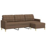 vidaXL Canapé à 3 places avec repose-pieds Marron 210 cm Tissu