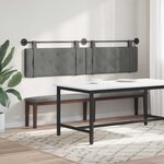 vidaXL Tête de lit suspendue Avec lumière LED Gris foncé Velours