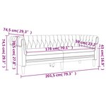 vidaXL Canapé Chesterfield 3 places noir tissu