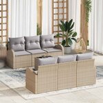 vidaXL Ensemble de canapé de jardin 7 Pièces Beige  Gris 55 x 55 x 37 cm