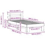 vidaXL Cadre de lit avec tête de lit Blanche 100x200 cm Bois massif Pin