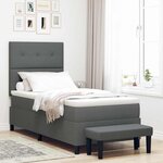 vidaXL Lit à ressorts avec matelas Gris foncé 90 x 190 cm tissu