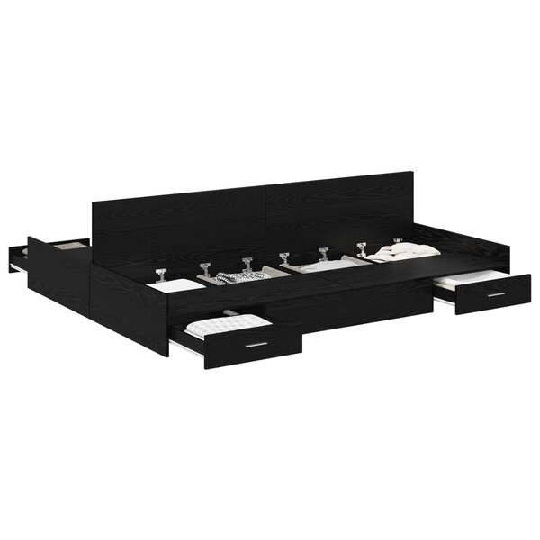 vidaXL Cadre de lit avec rangement avec tiroir Chêne noir 135 x 190 cm