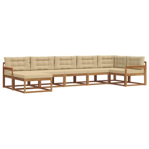 vidaXL Ensemble de canapés d'extérieur 7 Pièces Naturel et Beige