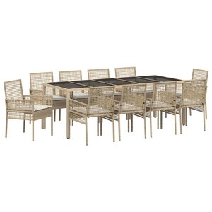 vidaXL Ensemble de salle à manger pour jardin 11 Pièces Beige Poly rotin
