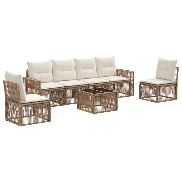 vidaXL Ensemble de canapé de jardin 7 Pièces Beige et blanc crème