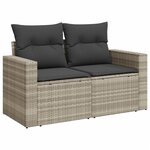 vidaXL Salon de jardin 5 Pièces avec coussins gris clair résine tressée