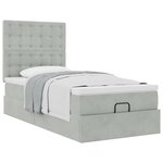 vidaXL Cadre de lit ottoman et matelas gris clair 100x200 cm velours