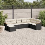 vidaXL Salon de jardin 8 Pièces avec coussins noir résine tressée