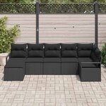 vidaXL Ensemble de Canapés avec coussin 7 Pièces Noir polyrotin