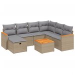 vidaXL Salon de jardin avec coussins 8Pièces mélange beige résine tressée
