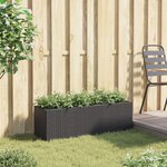 vidaXL Jardinière avec 3 pots noir 105x30x32 cm résine tressée