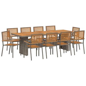 vidaXL Ensemble de salle à manger pour jardin 11 Pièces Gris et marron