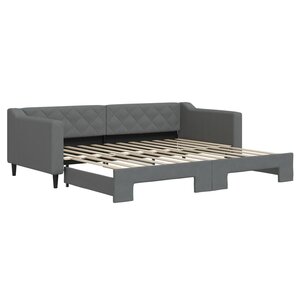 vidaXL Lit de jour avec gigogne sans matelas gris foncé 90x200 cm
