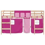 vidaXL Lit mezzanine enfants avec rideaux sans matelas rose 80x200cm
