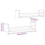 vidaXL Étagères murales avec barres 2 Pièces chêne fumé 60x16x14 cm
