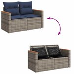 vidaXL Salon de jardin 6 Pièces avec coussins gris résine tressée