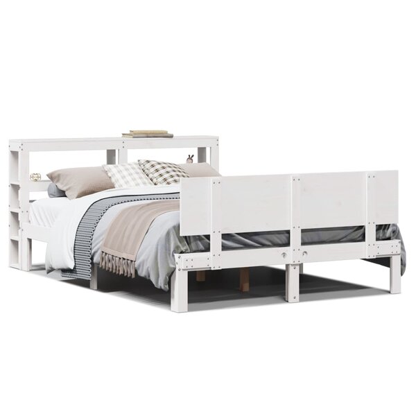 vidaXL Cadre de lit avec tête de lit sans matelas blanc 120x190 cm