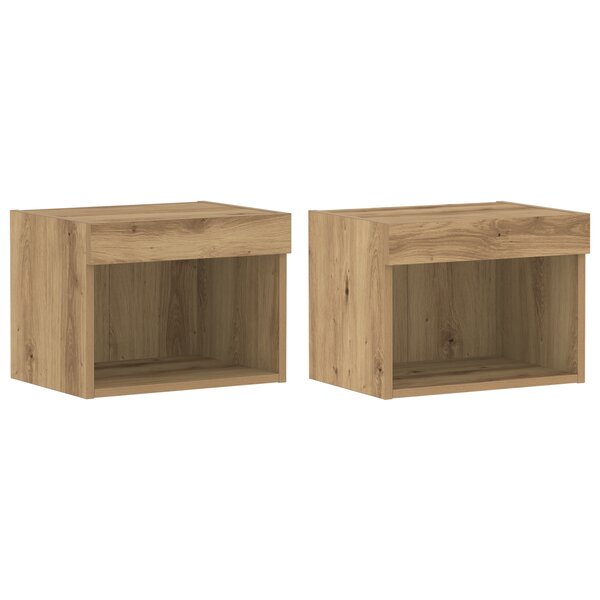 Meubles muraux vidaXL avec éclairage LED 2 Pièces Chêne artisanal 40x30x30 cm