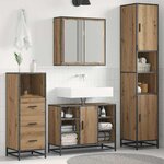 vidaXL Ensemble de mobilier de salle de bain 3 Pièces Chêne artisanal