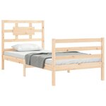 vidaXL Cadre de lit avec tête de lit 90x200 cm bois massif