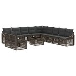 vidaXL Ensemble de canapé de jardin 12 Pièces Gris polyrotin