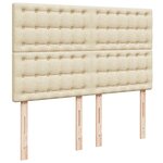 vidaXL Sommier à lattes de lit avec matelas Crème 140x190 cm Tissu