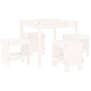 vidaXL Ensemble à manger de jardin 5Pièces blanc bois massif de pin