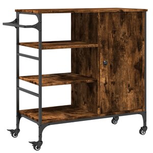 vidaXL Chariot de cuisine chêne fumé 87 5x38 5x84 5 cm bois ingénierie