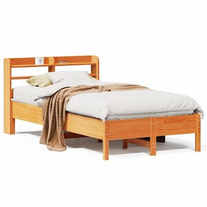 vidaXL Cadre de lit sans matelas cire marron 100x200cm bois pin massif