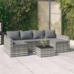 vidaXL Salon de jardin 2 Pièces avec coussins Gris Résine tressée