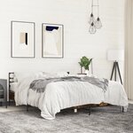 vidaXL Cadre de lit chêne fumé 160x200 cm bois d'ingénierie et métal