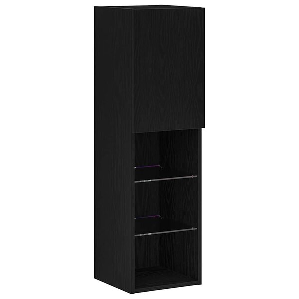 vidaXL Meuble TV Noir 30 5 x 30 x 102 cm Bois d'ingénierie