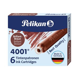 Etui de 6 Cartouches d'encre 4001 TP/6 Marron-brillant PELIKAN