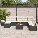 vidaXL Ensemble de canapé de jardin 9 Pièces Noir Poly rotin
