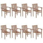 vidaXL Chaises de jardin empilables avec coussins lot de 8 Teck solide