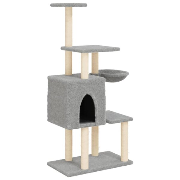 vidaXL Arbre à chat avec griffoirs en sisal Gris clair 131 cm