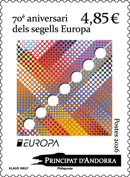 Timbre Andorre - 70è aniversari dels segells Europa